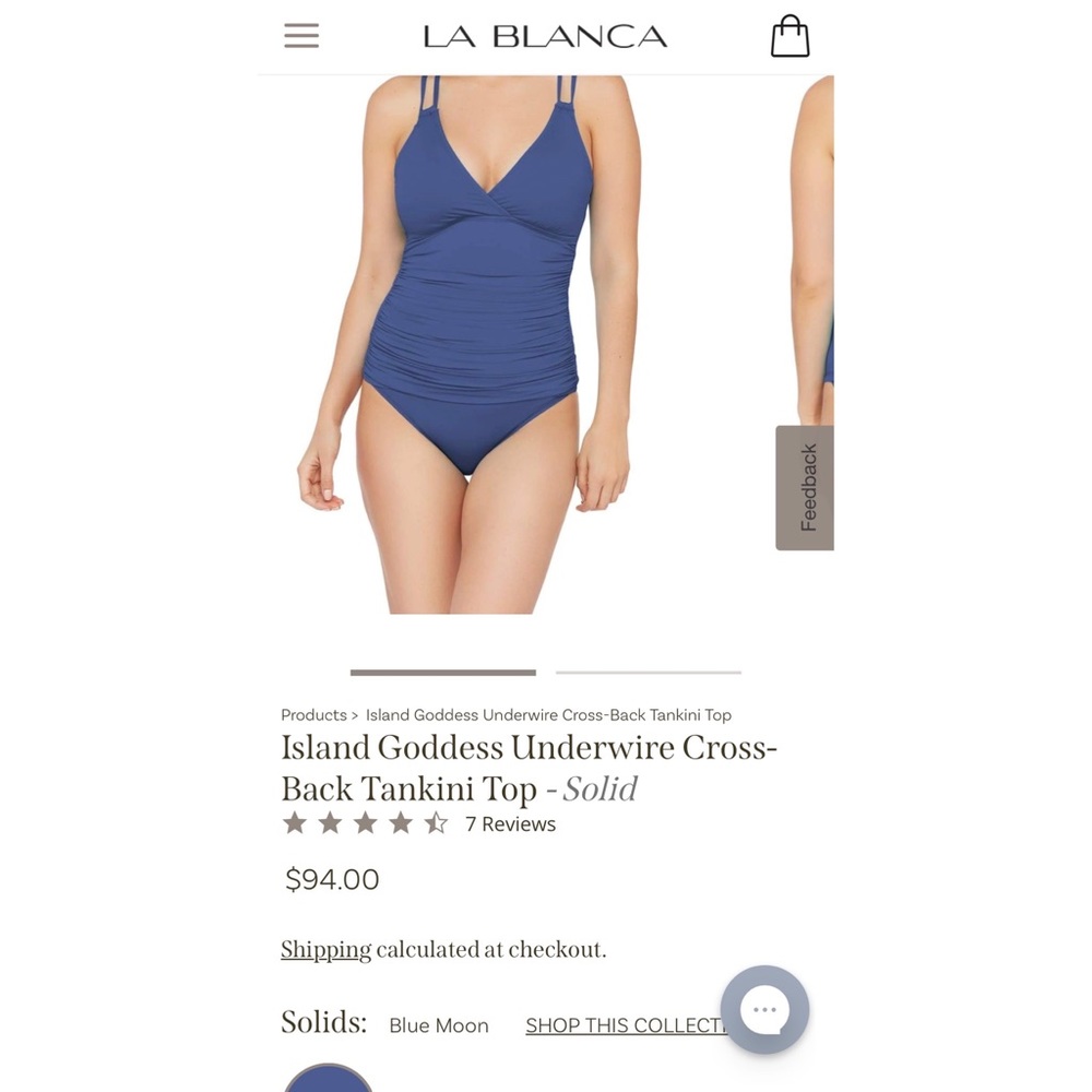 NEW La Blanca Women’s tankini swim top in blue moon “Island Goddess” - Picture 12 of 13